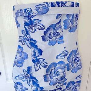 Strapless metallic floral dress